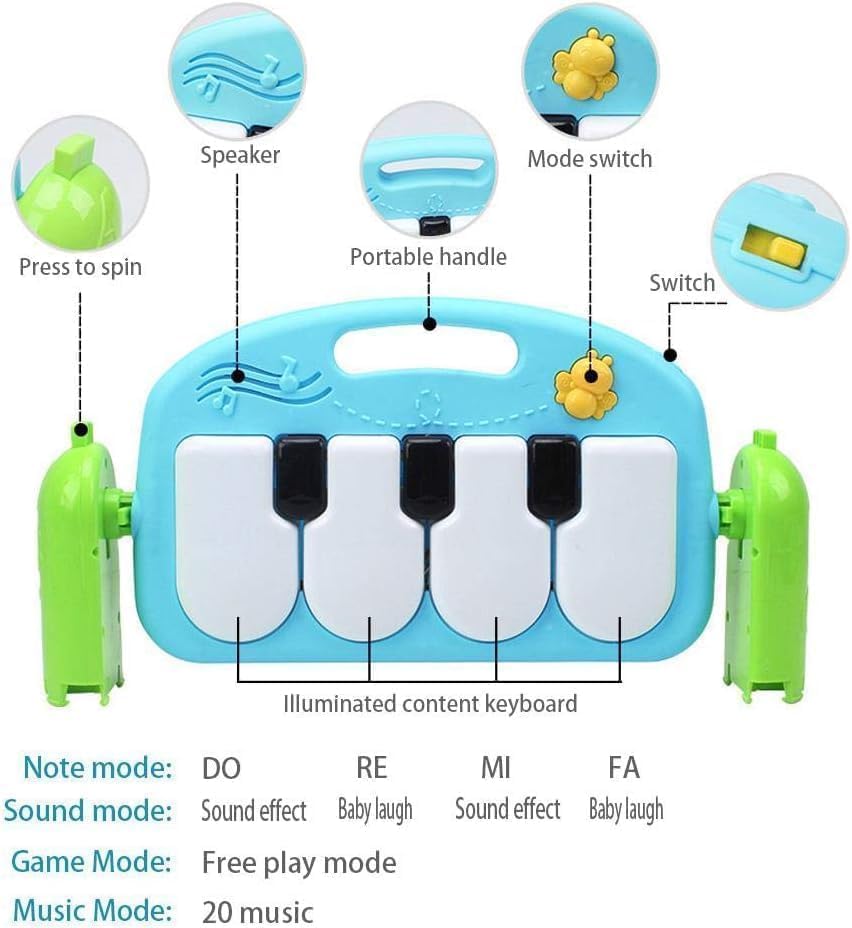Infant Activity Gym Play Mat with Detachable Piano