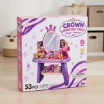 Dressing table set with toy hair dryer, comb, perfume bottles, rings, and bracelets