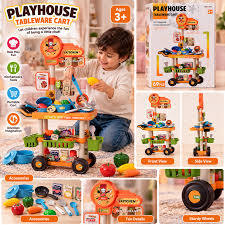 Kitchen Play Cart Playset, 69 Pieces, Ages 3+