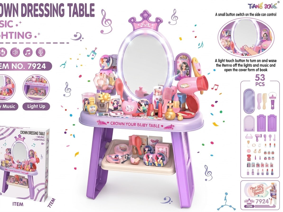 Crown Dressing Table Role-Play Set, 53 Pieces, Purple