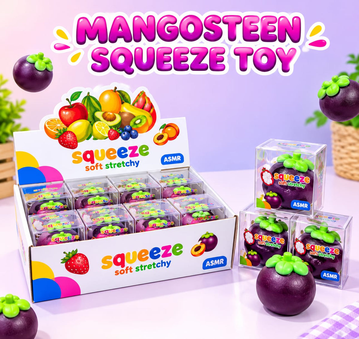 Squishy fidget toy with crackling sound, available in six designs