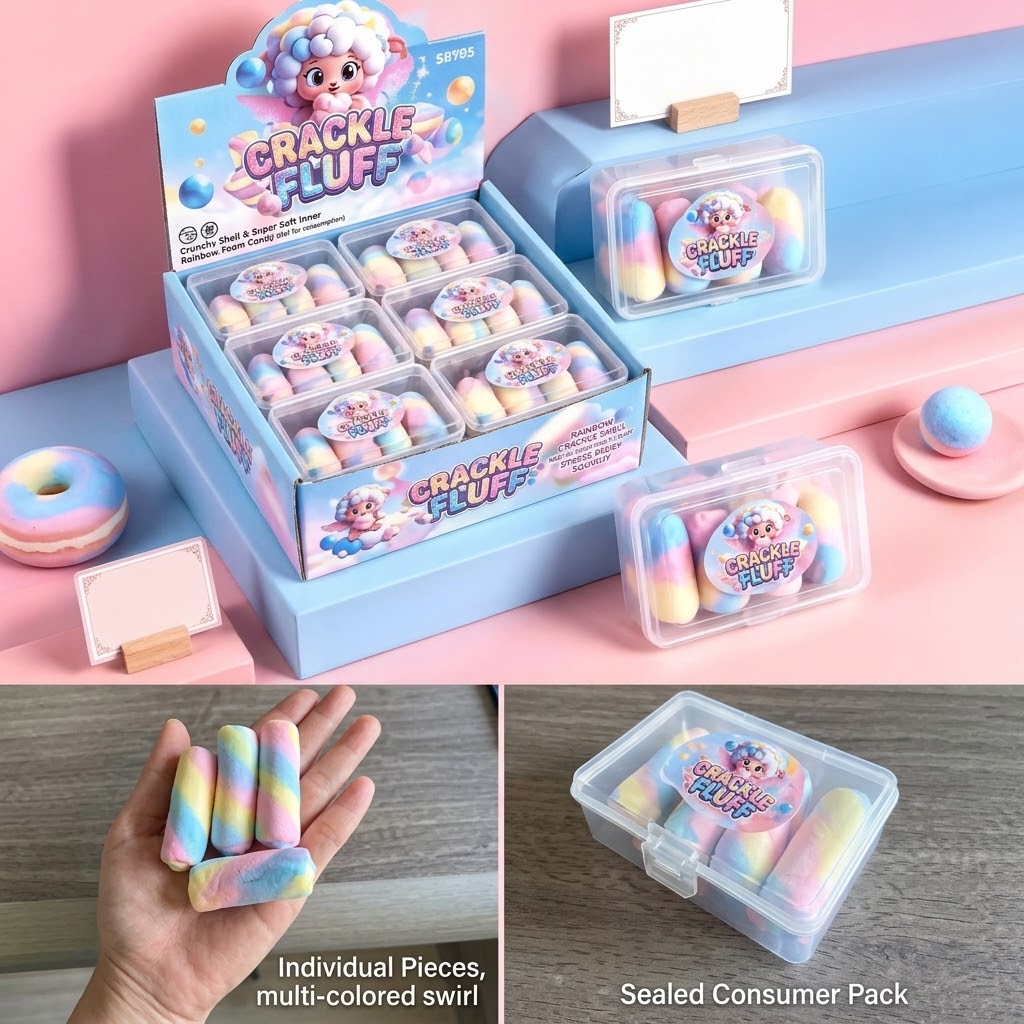 Crackle Fluff Rainbow Squishy Sensory Toy