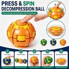 Press-and-spin fidget ball in an available color