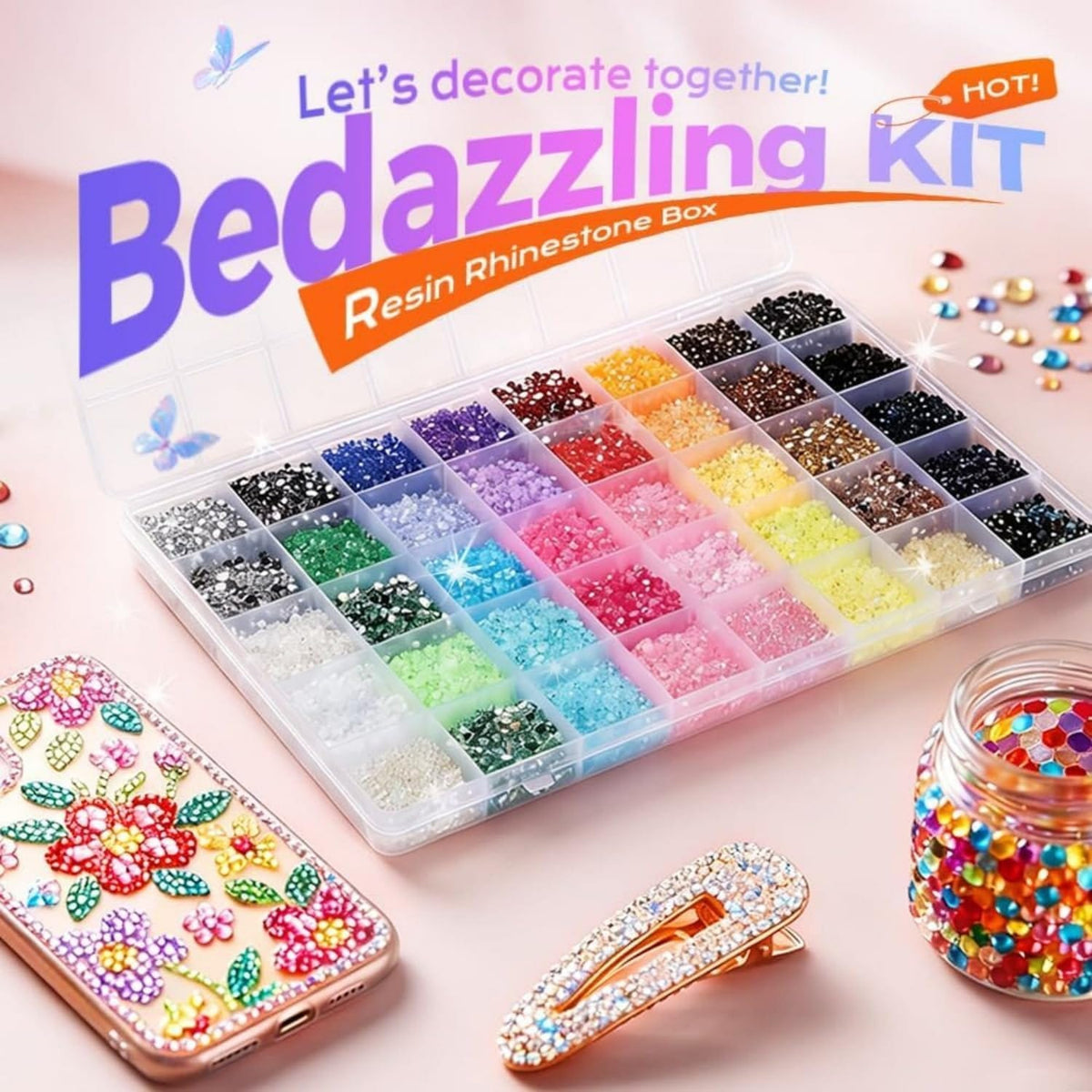 Rhinestone Decorating Kit with Tools and B-7000 Glue