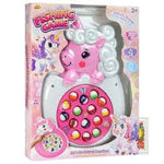 Unicorn-themed electric fishing game with 3 fishing poles and 15 fish