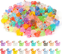 Small translucent multicolored miniature resin ducks