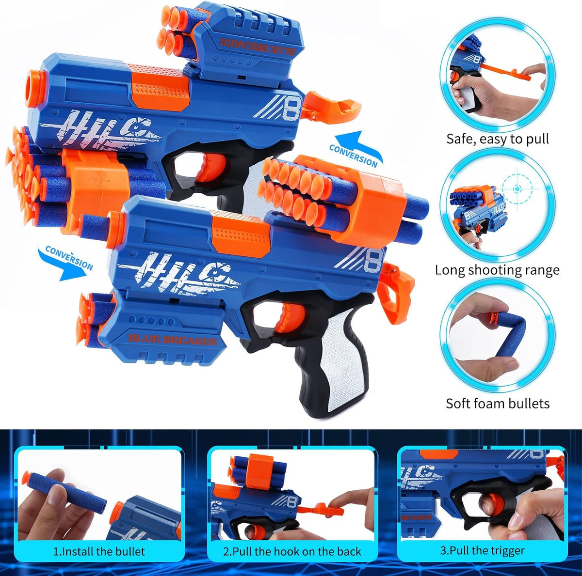 Foam Dart Toy Gun with Electronic Target, 20 Darts