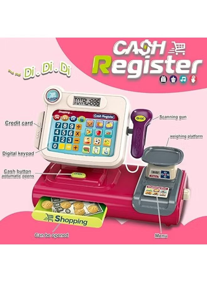 Kids Cash Register Pretend Play Set with Scanner