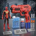 Spider-Man action figure and toy blaster with foam darts and water beads