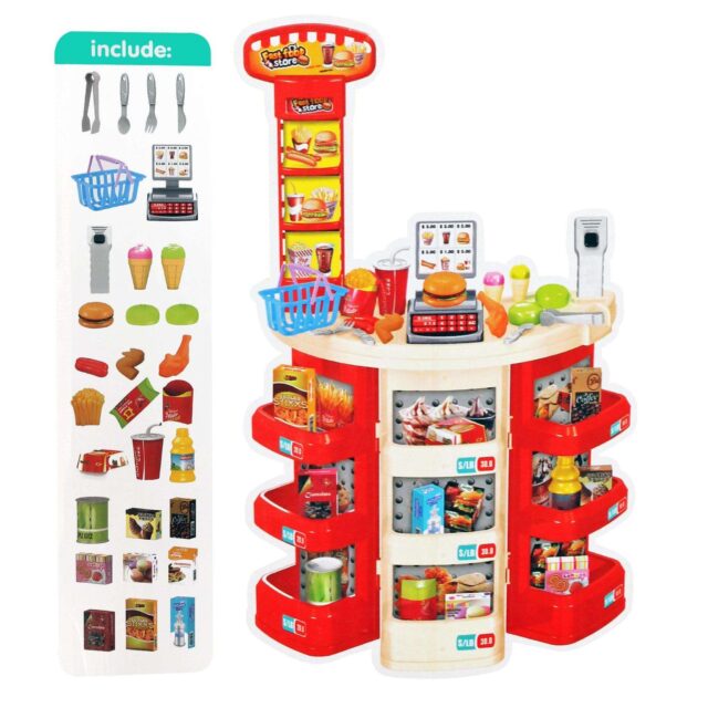 Luxury Fast Food Toy Playset supermarket With cashier and over 30 Accessories