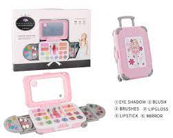 download (441) مجموعات مكياج أطفال صغيرة لمستحضرات التجميل للأطفال مع مرايا وظلال عيون ، وفرشاة ، وشفاه ، وأحمر شفاه في عبوة الأمتعة