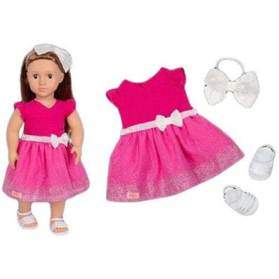 – "جيلنا" دمية جوانا مع فستان وردي وأقواس بيضاء