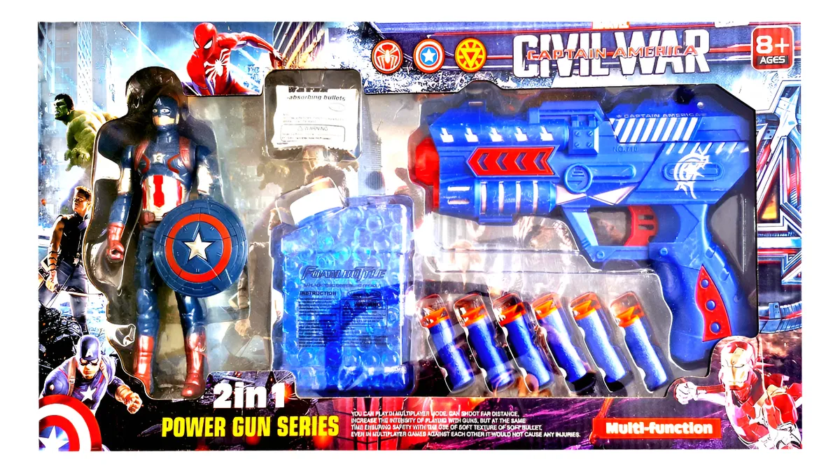 D_NQ_NP_2X_978657-MLM80997223555_112024-F-pistola-de-hidrogel-y-dardos-personajes-de-avengers-2-en-1